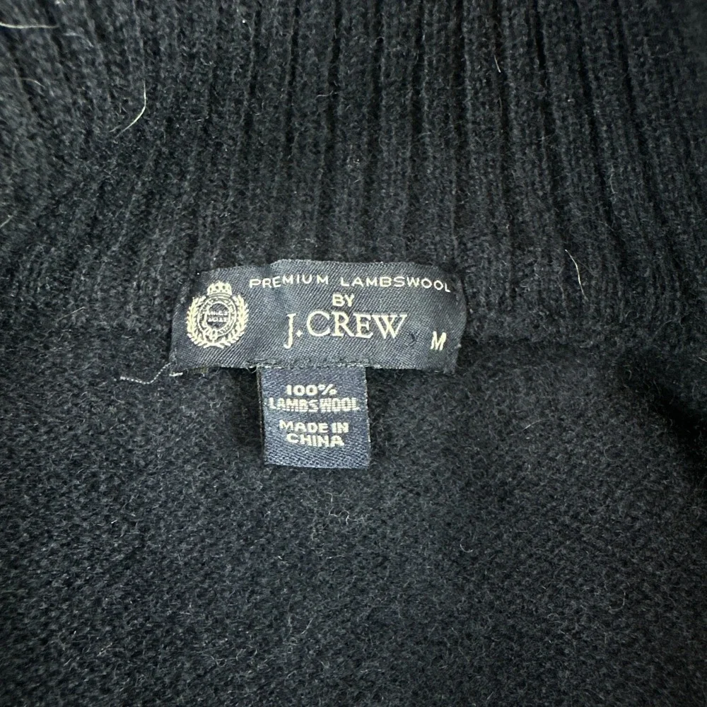 J Crew Lambswool Argyle Sweater Mens Medium 1/4 Zip Blue Preppy Academia